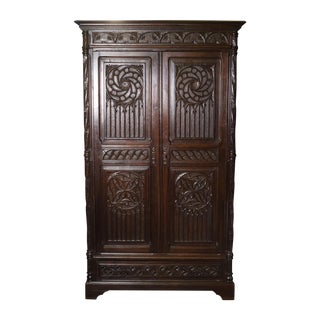 Antique 19th C. Italian Gothic Armoire For Sale