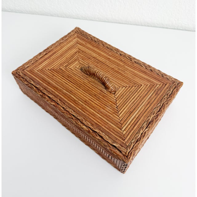 Mid 20th Century Handmade Bamboo & Braided Seagrass Box For Sale - Image 5 of 17