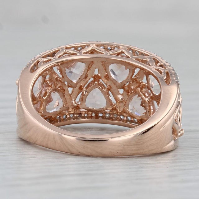 Mid 20th Century 3.22ctw Morganite Diamond Ring 14k Rose Gold Size 8 Cocktail For Sale - Image 4 of 8