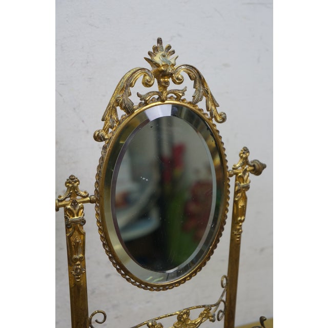 Antique French Napoleon III Neoclassical Gilt Bronze Vanity Mirror Watch Stand For Sale - Image 12 of 18