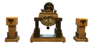 French Art Deco Three-Piece Female Sculpture Clock - 3 Pieces
