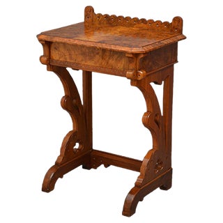 Antique Gothic Revival Burr Walnut Console Table For Sale