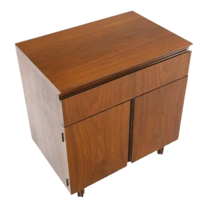 Walnut Two Doors Bottom Compartment One Drawer End Table Night Stand