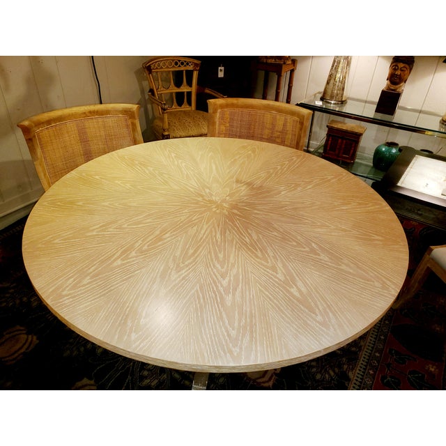 Round Contemporary Blonde Oak & Gilt Dining Table Chairish