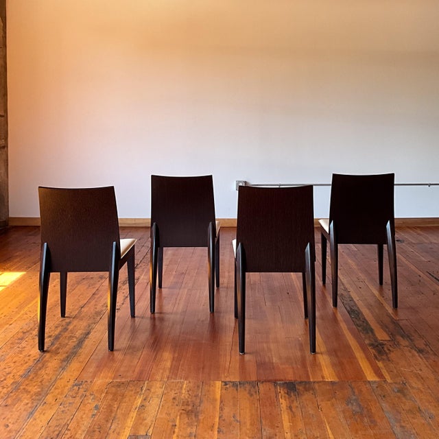 1990s Vintage Sexy Back Wenge Finish Dining Chairs For Sale - Image 5 of 10