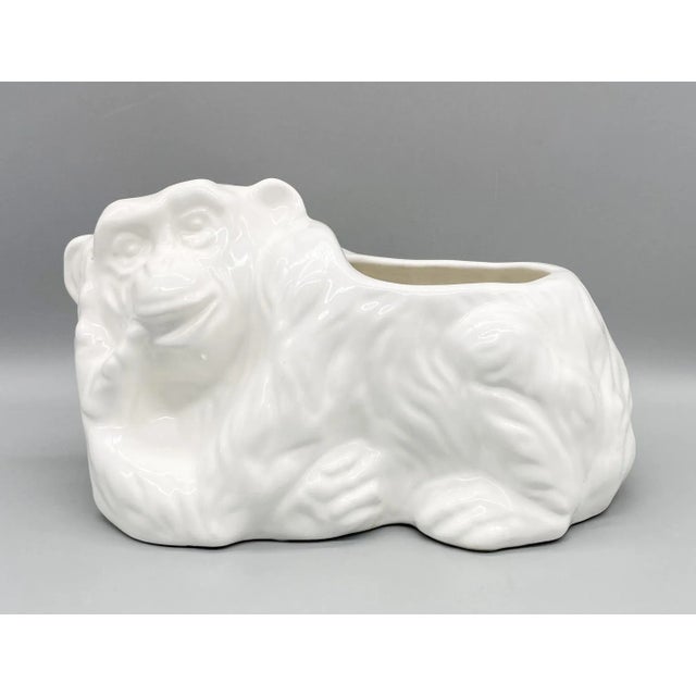 20th C. Italian White Ceramic Monkey Planter – Whimsical / Maximalist For Sale - Image 10 of 10