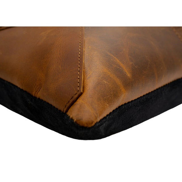 Animal Skin Canvello Genuine Cowhide Leather Decorative Throw Pillow With Feather Down Insert Included For Sale - Image 7 of 7