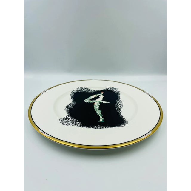 Art Deco Vintage Erté Bone China Numerals Collection "4" Plate For Sale - Image 3 of 8