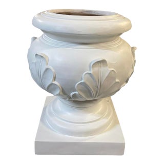 Neoclassical Style Cast Resin Cache Pot With Acanthus Leaf Detail For Sale
