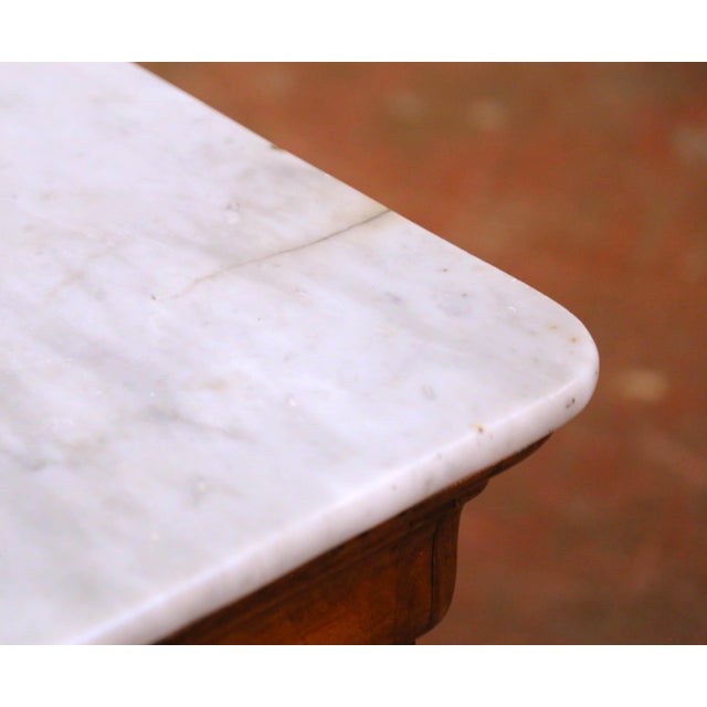 Mid 19th Century 19th Century French Louis Philippe Walnut Commode Chest With White Marble Top For Sale - Image 5 of 11