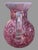 Rose Antique Victorian Cranberry Opalescent Floral Decorated Art Glass Water Pitcher For Sale - Image 8 of 12