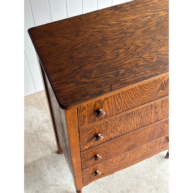 Antique Quarter Sawn Tiger Oak Chest of Drawers For Sale - Image 11 of 16