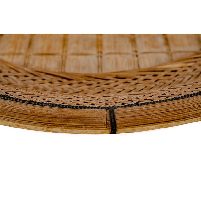 Asian Antique Vintage Handcrafted Philippines Woven Bamboo & Rattan Serving Tray For Sale - Image 3 of 9
