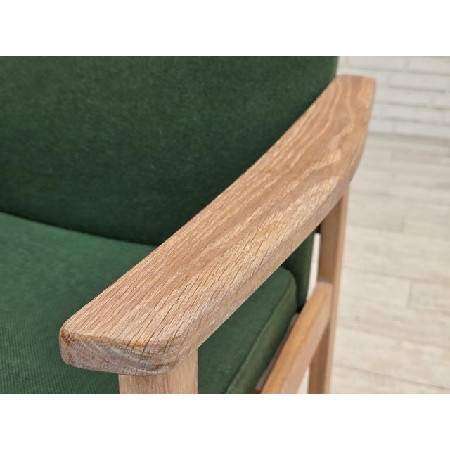 Danish Armchair in Green Furniture Wool and Oak Wood from Høng Stolefabrik, 1980s For Sale - Image 10 of 17