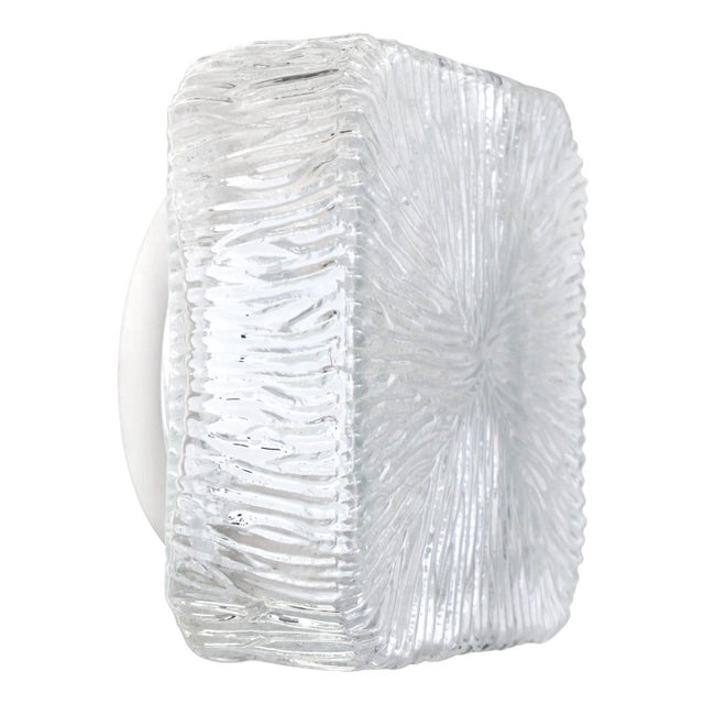 Mid-Century Square Clear Glass Wall Lamp Sconces For Sale