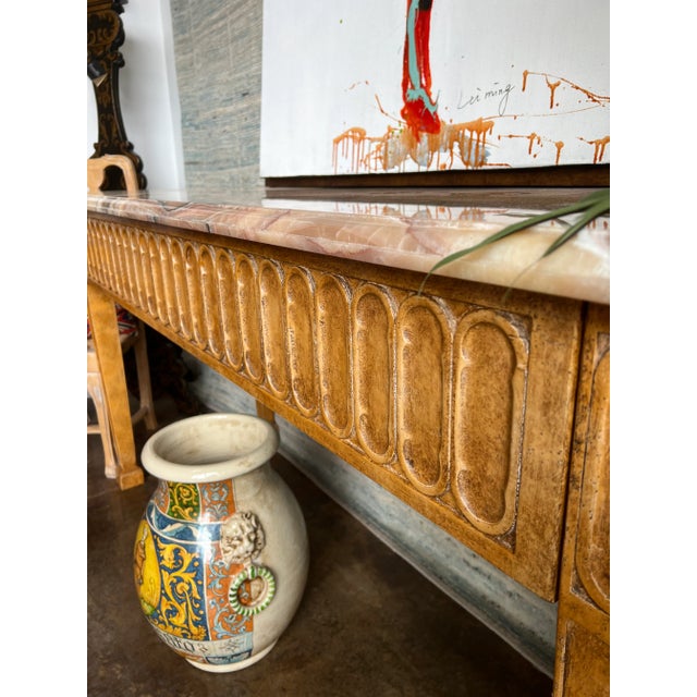 Traditional 1990s Italian Hand Painted Empire Style Console With Single Drawer For Sale - Image 3 of 12