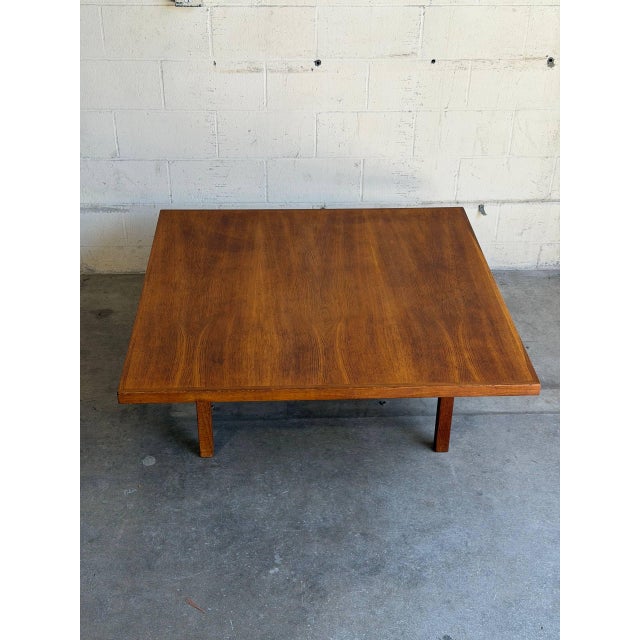 Large Danish Mid Century Modern Oak Square Coffee Table Scandinavian Low Table For Sale - Image 4 of 9