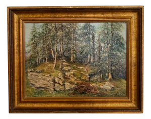 F. Perloux, Chemin des bois, 1936, Oil on Cardboard, Framed