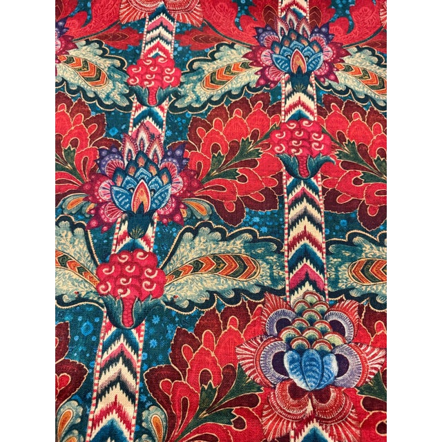 Psychedelia Fabric in Red Blue Green Taupe Color by Mind the Gap 1 1/2 Yards For Sale - Image 4 of 5