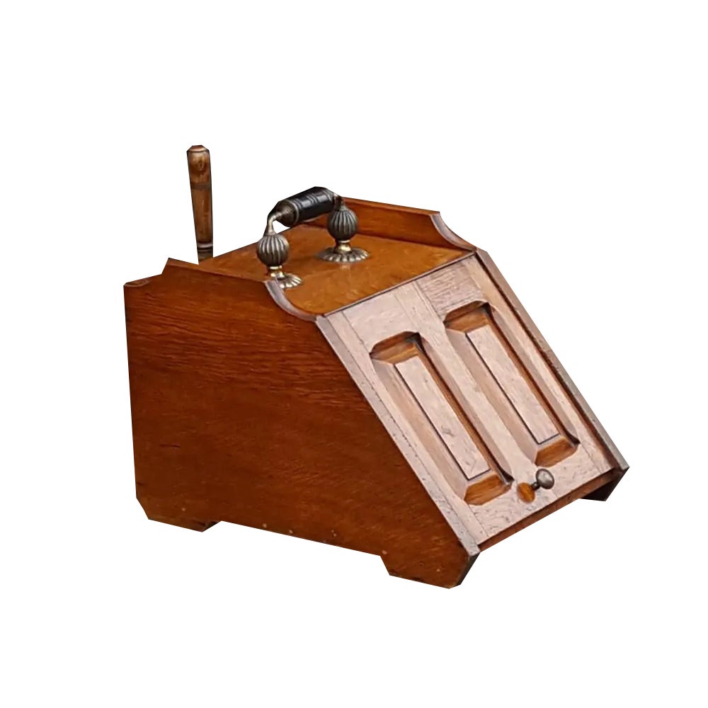 Late Victorian Oak Coal Scuttle | Chairish