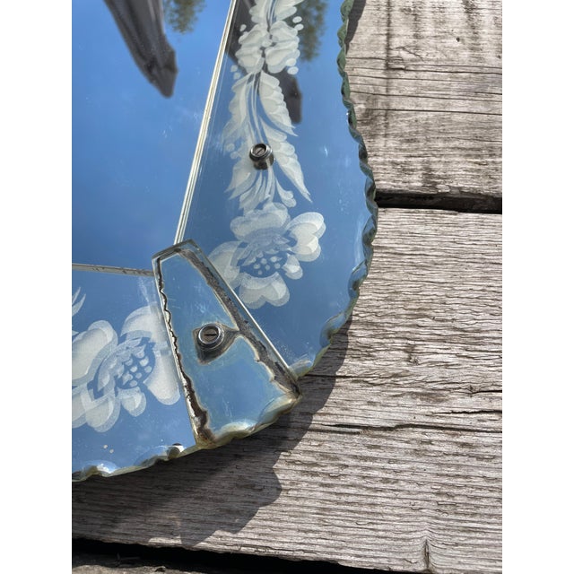 Mid-Century Modern Venetian Mirror with Flowers, 1950s For Sale - Image 3 of 7