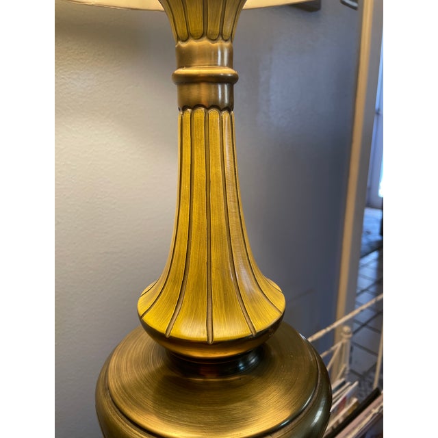 Metal Vintage 1950s Mid-Century Modern Brass Metal Rembrandt Torchiere Table Lamp For Sale - Image 7 of 10