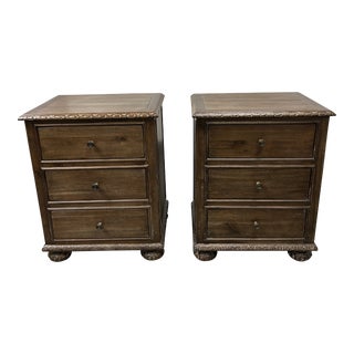 Restoration Hardware French Rustic Empire Closed Nightstands, a Pair For Sale