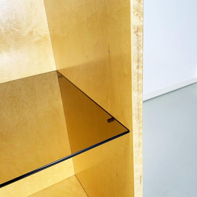 Italian Modern Light Briar with Smoked Glass Bookcase attributed to Saporiti, 1970s, Set of 3 For Sale - Image 9 of 18