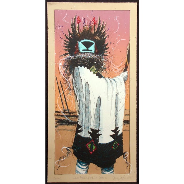 "Crow Mother Kachina and Ahulani Kachina" State 2 by Larry Fodor 2 Limited Edition Lithographs on Tan Paper by Larry Fodor...