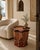 A highly decorative mid-20th-century Moroccan Moorish hand-painted wood side table, distinguished by its sculptural eight-...