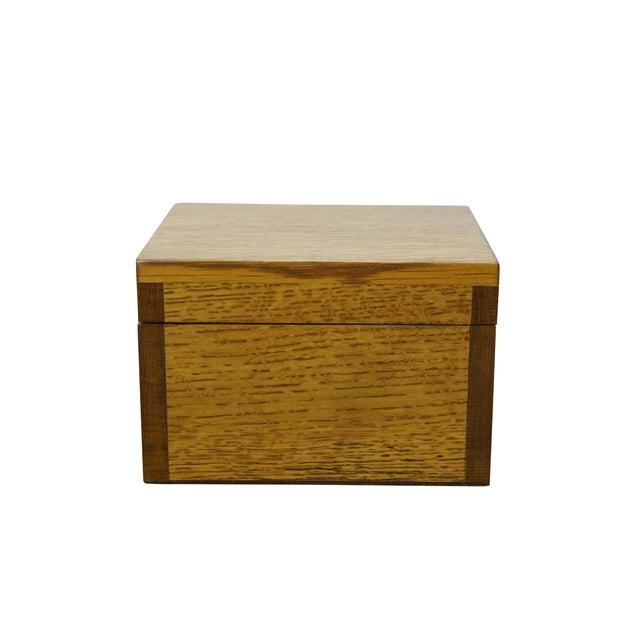 Vintage trinket / keepsake / jewelry box made of beautifully quartered oak and felt interior. Signed on base by Walt D...