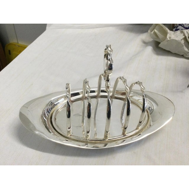 English Four Slice Silver Plate Toast Rack For Sale - Image 4 of 5
