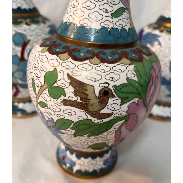 Late 20th Century Chinese Cloisonné Vase Collection, 3 PCS For Sale - Image 5 of 6