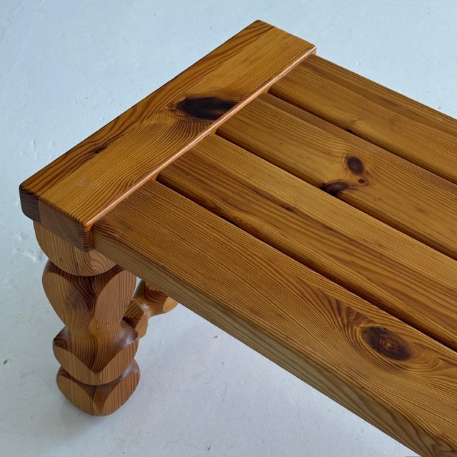 Brutalist 1970s Brutalist Carved Pine Table/Bench by Glas Master Markaryd For Sale - Image 3 of 8