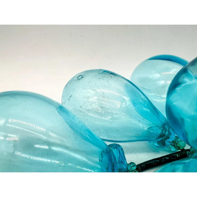 Oversized Mid Century Turquoise/ Aqua Glass Grapes For Sale - Image 10 of 11