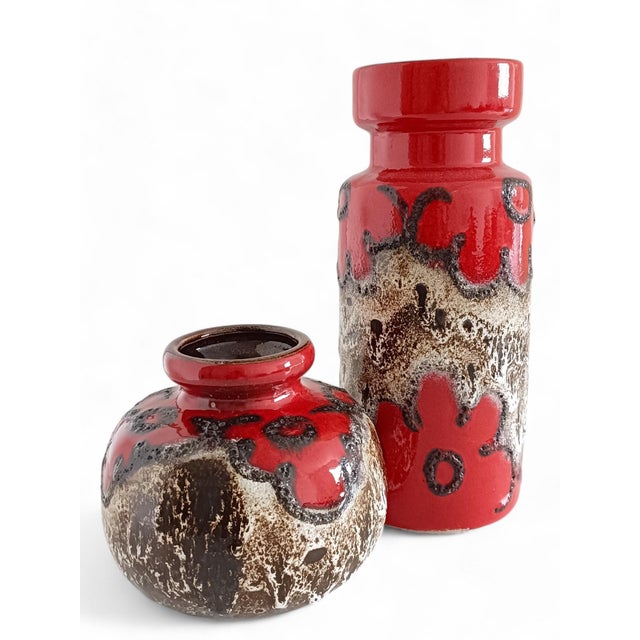 Black West German Fat Lava Decor Ceramic Vases from Scheurich Keramik, 1960s, Set of 2 For Sale - Image 8 of 14