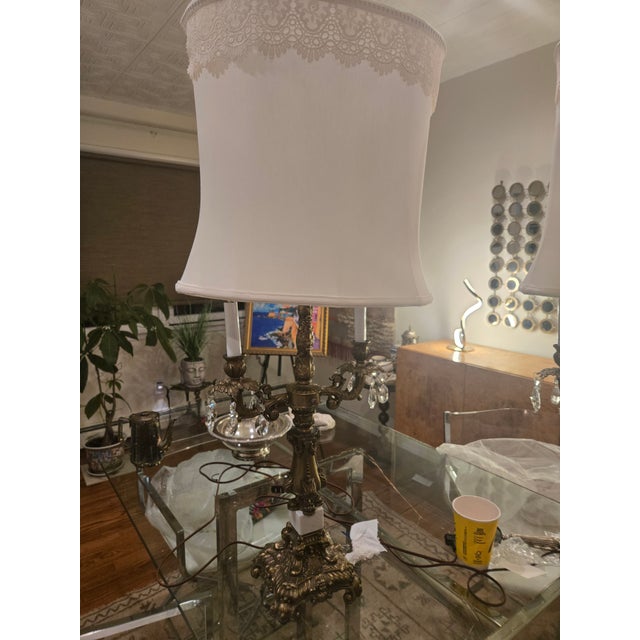 Hollywood regency vintage elegant table lamps. candelabra style-2 tier lighting. base marble. belonged to my grandmother....