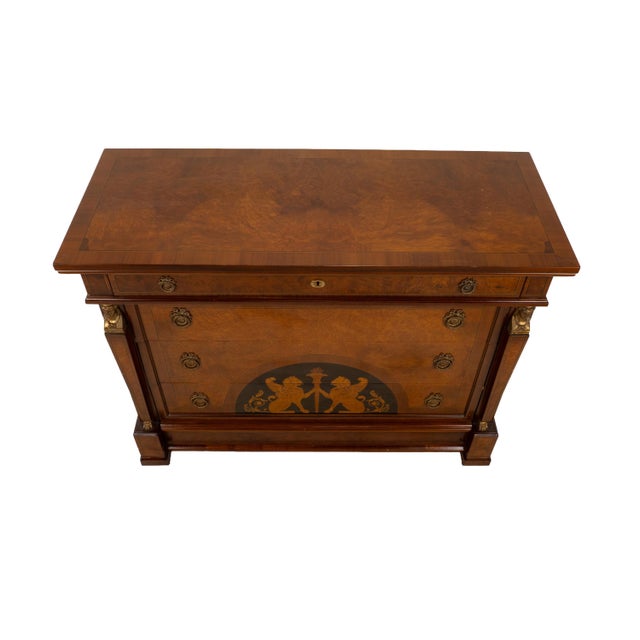 Neoclassical 1980s Empire Style Chest of Drawers W/ Griffin Motifs &Hidden Drawer, Neoclassical Dresser For Sale - Image 3 of 18