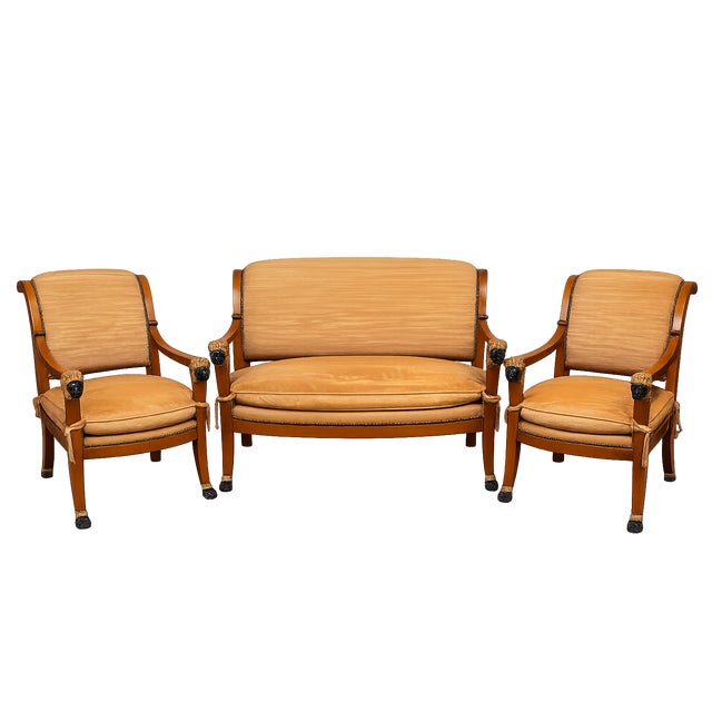 French Neoclassical Conversation Sofa and Armchairs from Maison Rémy Paris, 1986, Set of 3 For Sale - Image 9 of 9