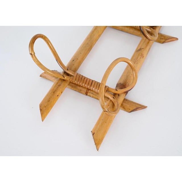 Mid-Century French Riviera Coat Rack in Rattan, Wicker and Bamboo, Italy, 1960s For Sale - Image 4 of 11