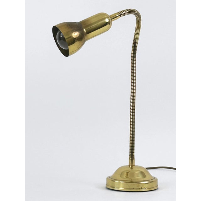 Mid-Century Modern Gooseneck Brass Table Lamp, Germany, 1970s For Sale - Image 15 of 18