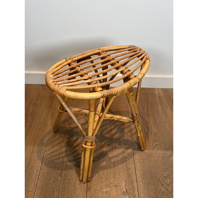 Rattan stool. French work, circa 1970. For Sale - Image 4 of 12