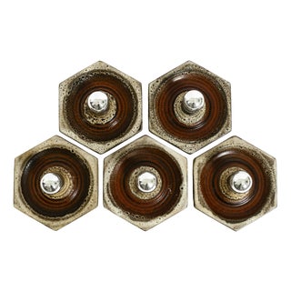 Hexagonal Fat Lava Ceramic Wall Lamps from Hustadt Leuchten, Germany, 1960s, Set of 5 For Sale