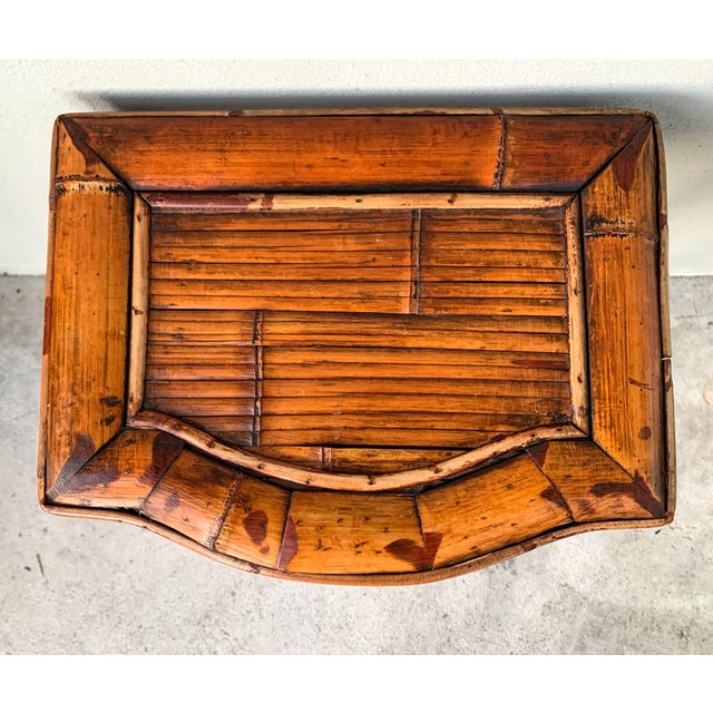 Late 19th-century French bamboo fern stand or occasional table, executed entirely of tortoiseshell bamboo and centered by...