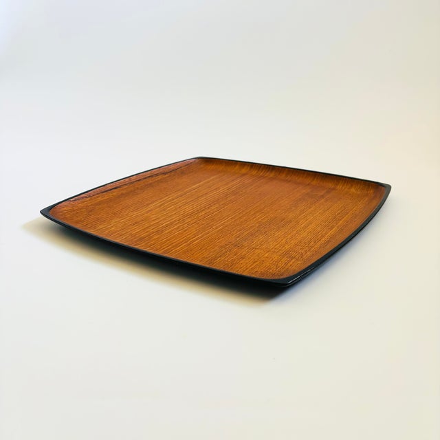 Mid-Century Modern Mid Century Large Square Teak Tray For Sale - Image 3 of 9
