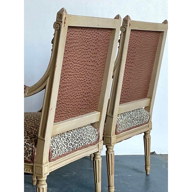 Vintage Regency Leopard Fauteuil Chairs - A Pair For Sale - Image 4 of 12