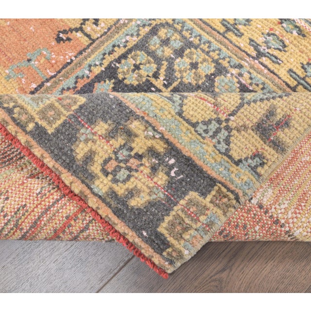 Textile Turkish Oushak Orange Wool Rug For Sale - Image 7 of 8