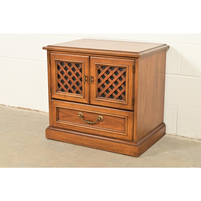 Baroque Drexel Spanish Colonial Carved Walnut Nightstand, 1960s For Sale - Image 3 of 18