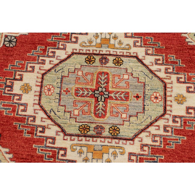 Southwestern Kazak Burnt Orange/Red Wool Rug - 8'0''x9'8'' For Sale - Image 4 of 10