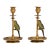 Antique bronze pair budgie parakeet candle holders, circa 1900. This antique pair of candle holders each feature a cold...